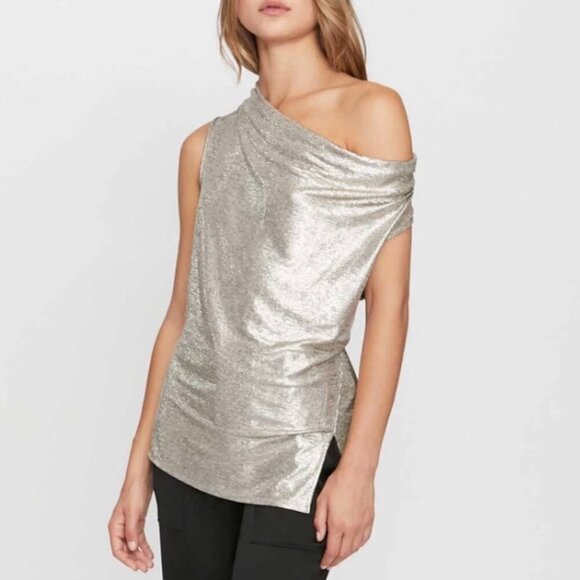 Brochu Walker Nova silver sleeveless top with cowl neck Size M - Picture 1 of 7